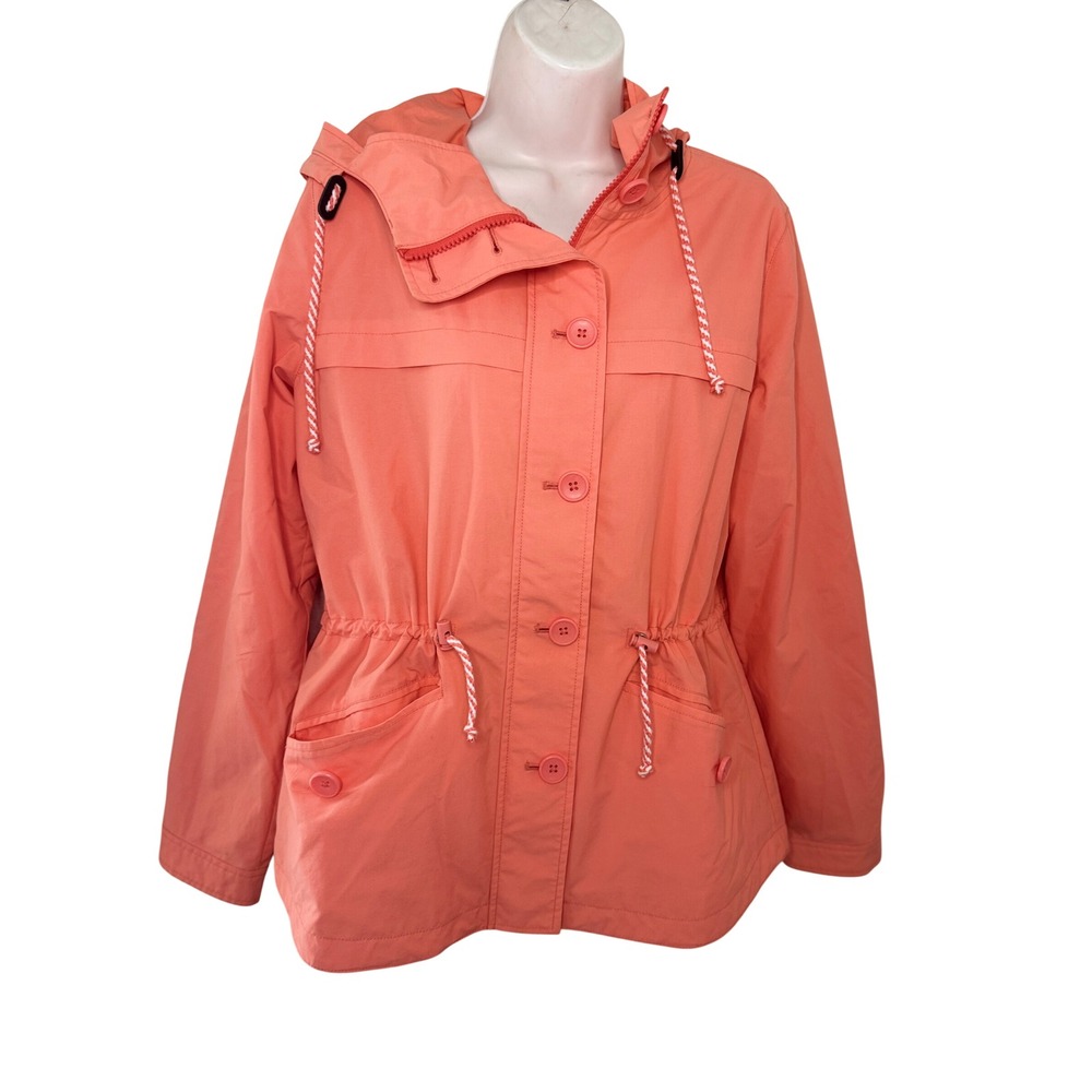 J Crew Coral Pink Hooded Anorak Rain Jacket Utility Windbreaker C1124 Small
